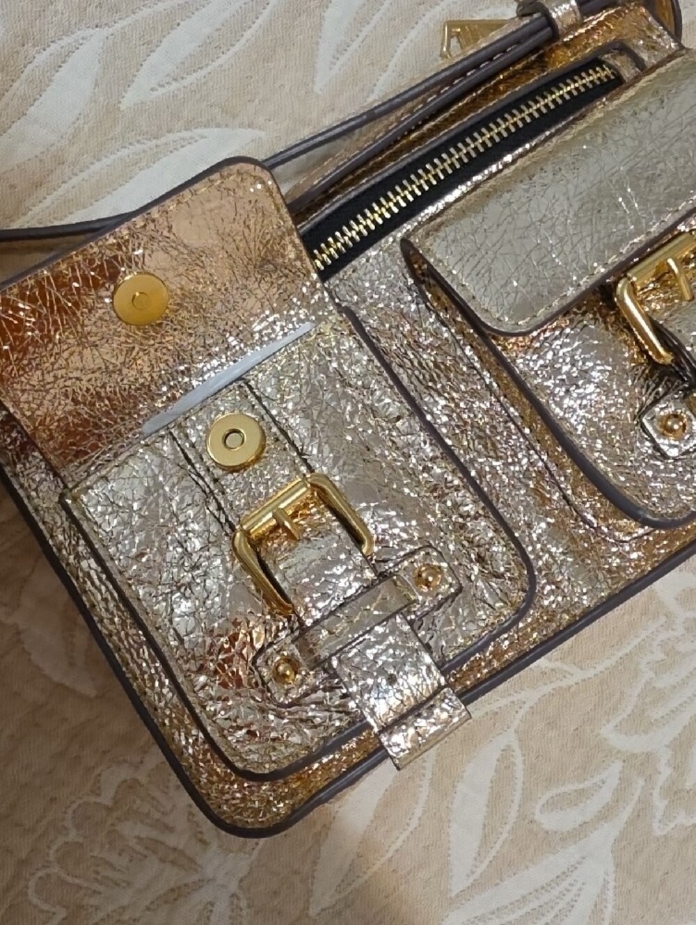 Aimee Kestenberg Metallic Gold Double-Pocket Crossbody - Picture 7 of 14